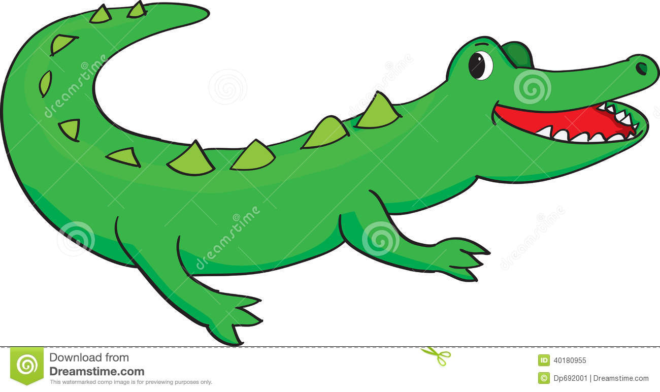 Vector Illustration Of A Happy Green Alligator Smiling