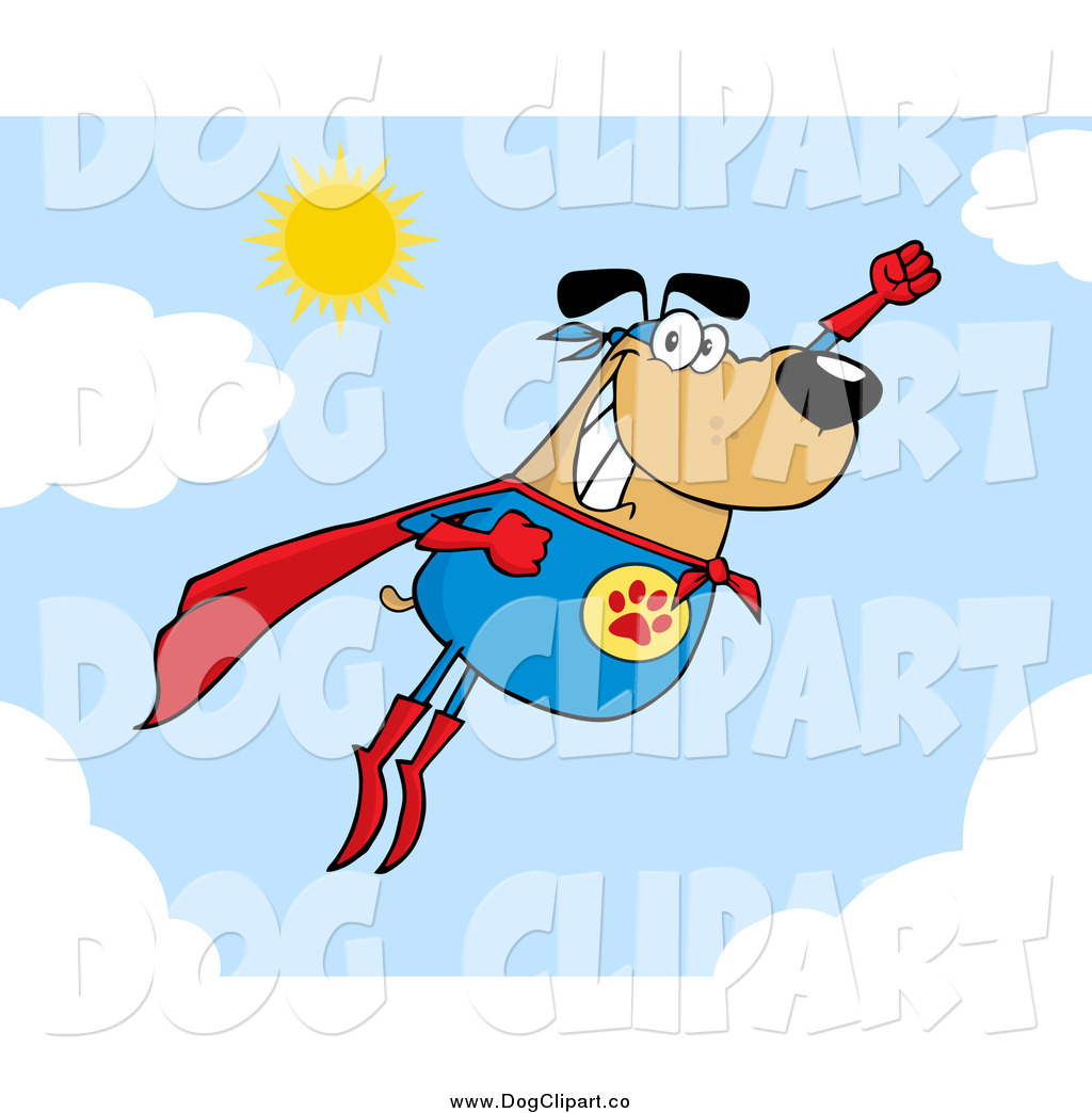 Larger Preview  Vector Cartoon Clip Art Of A Flying Super Hero Dog