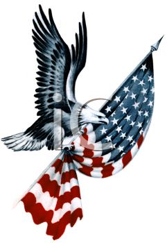 Royalty Free Clip Art Image  American Eagle Carrying A Folded Flag