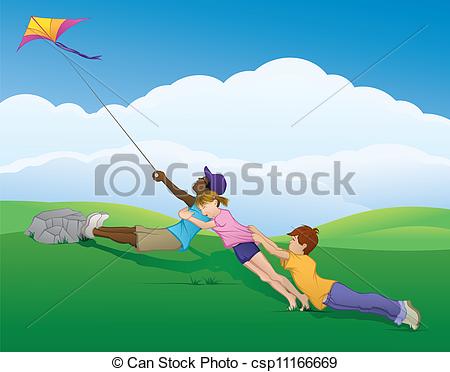 Kite They Team Together To Keep The Kite From Flying Off Into The