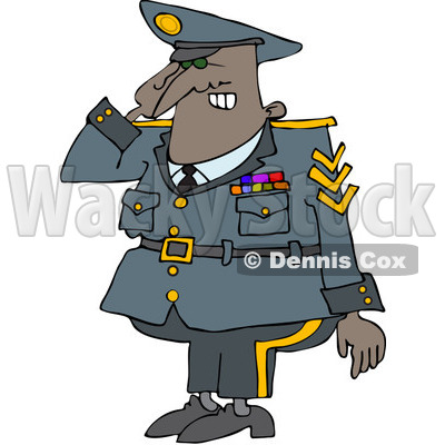 Royalty Free  Rf  Clipart Illustration Of A Black Army Man Saluting