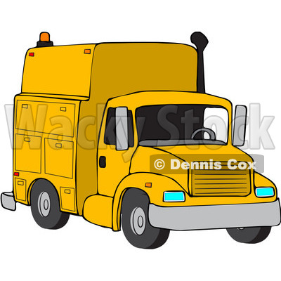 Rf  Clipart Illustration Of A Front View Of A Yellow Utility Truck