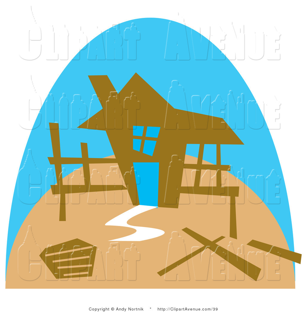 Clipart Of The Framework Of A Stick Built House Under Construction