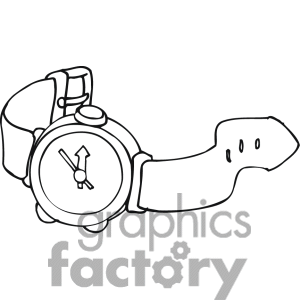 Black And White Outline Of A Watch Clipart Image Picture Art   382505