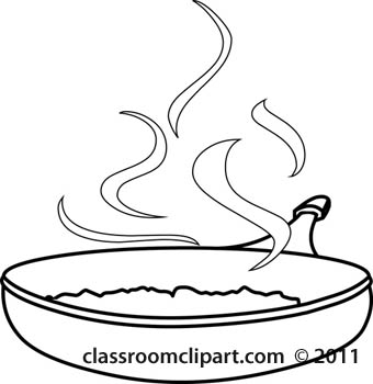 Food   Frying Pan With Food Culinary Outline   Classroom Clipart
