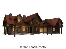 Log House Illustrations And Clipart