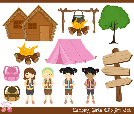 Camping Girls Clip Art Set Perfect For All Kinds Of Creative Projects