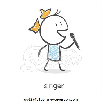 Illustration   Cartoon Girl Singing Into A Microphone  Clipart