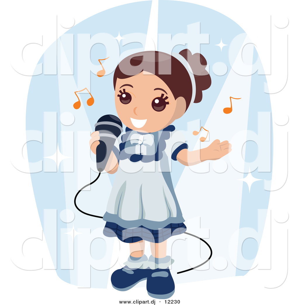 In Talent Show Royalty Free     Girl Singing Into Microphone Clipart