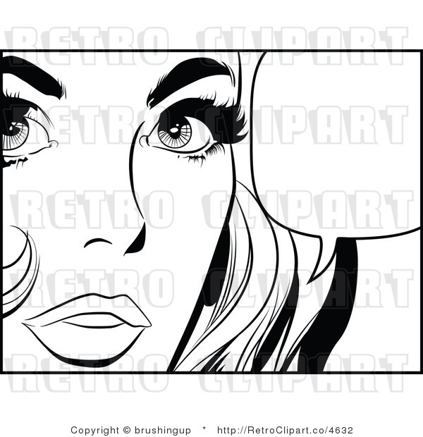 Black And White Pop Art Talking Woman Royalty Free Vector Clipart