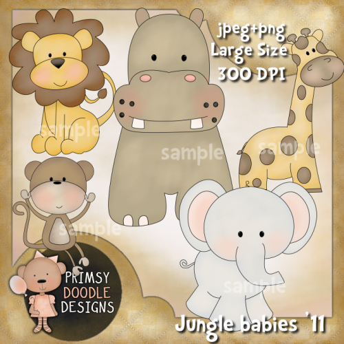 Home    Clipart    Animal Clipart    Baby Jungle Animals  11