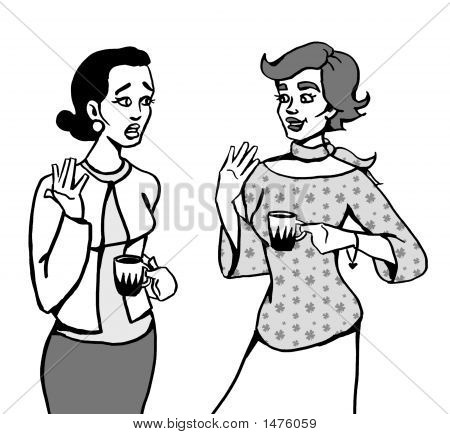 Picture Or Photo Of Two Women Talking And Gossiping Over A Cup Of