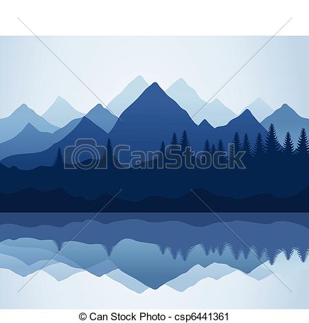 Vector Clip Art Of Mountain   Kind On Mountains And Lake A Vector