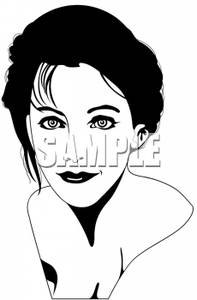 And White Silhouette Of A Female Model   Royalty Free Clipart Picture