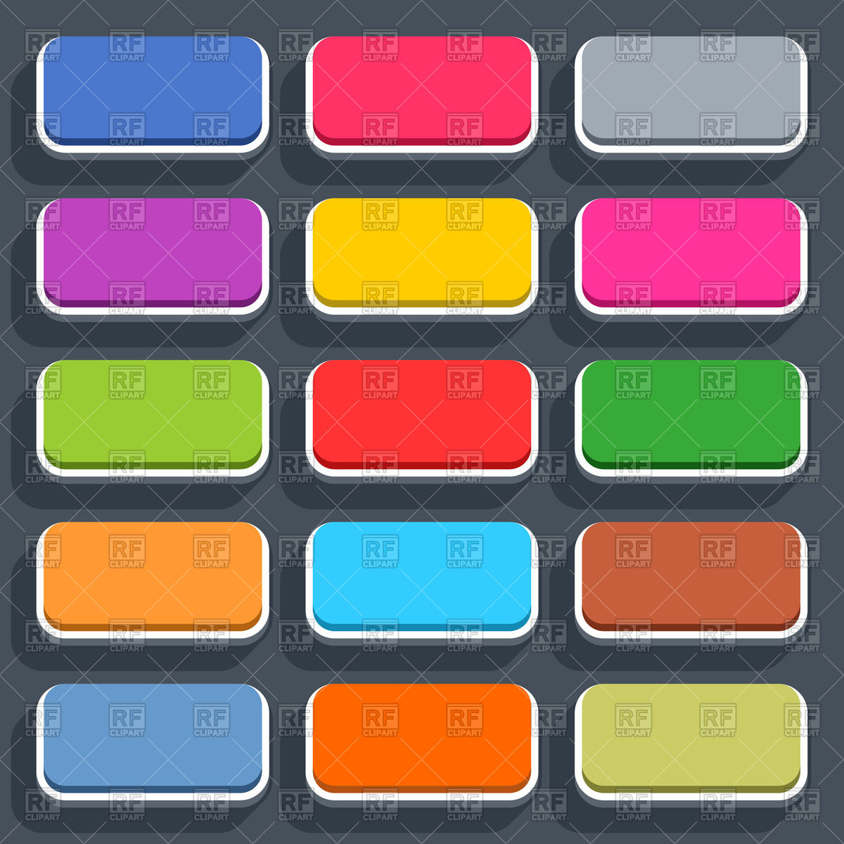 Rectangle Flat Style 3d Buttons With Rounded Corners Download Royalty