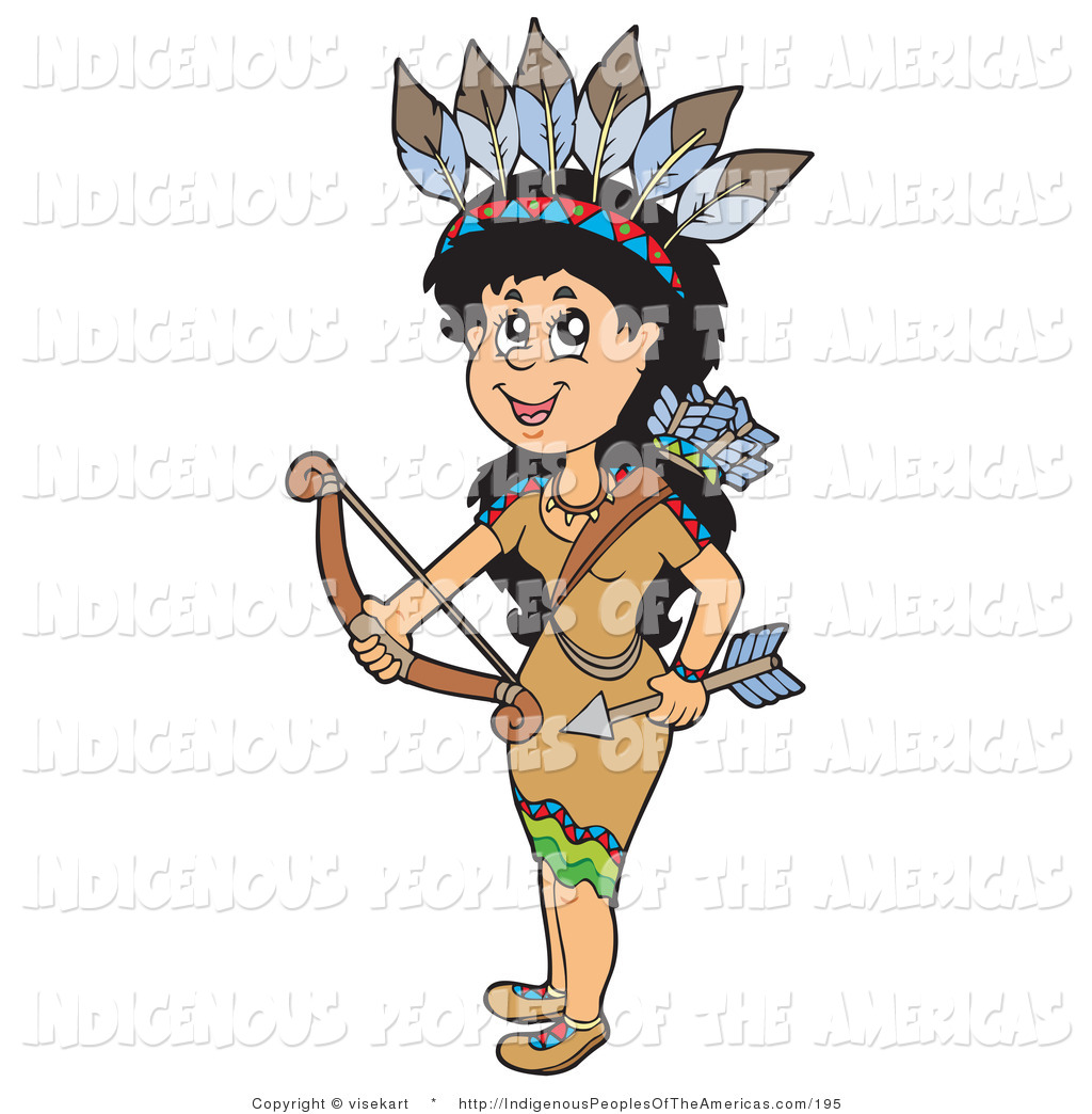 Vector Clipart Of A Native American Indian Woman Holding A Bow And
