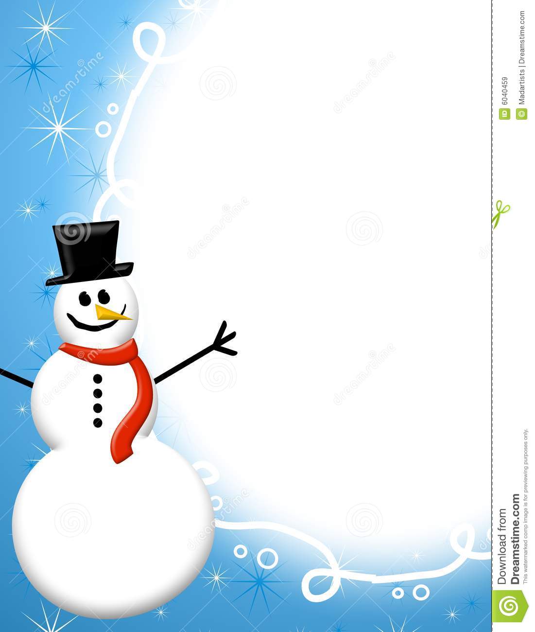 Border Illustration Featuring A Smiling Snowman Set Against Blue