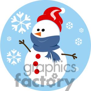 Snowman Wrapped In A Blue Scarf Clipart Image Picture Art 381037