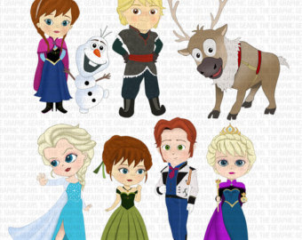 Frozen Inspired Characters Clipart   Elsa Anna Kristoff Sven Olaf