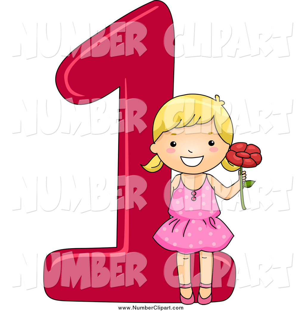 Larger Preview  Clip Art Of A Blond School Girl Holding 1 Flower With