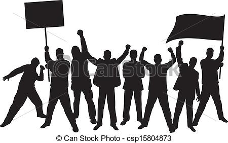 Illustration Of Lots Of Furious People Protesting A Group Of People