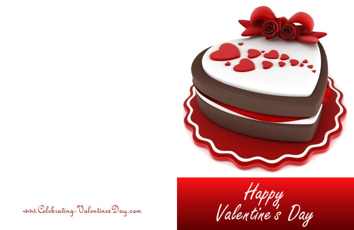 Heart Shaped Chocolate Cake   Printable Valentine S Day Card