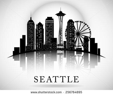 Seattle City Skyline  Vector City Silhouette   Stock Vector