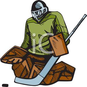Cartoon Of A Goal Keeper Blocking A Hit   Royalty Free Clipart Picture