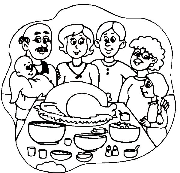 Family Eating Thanksgiving Dinner Clipart