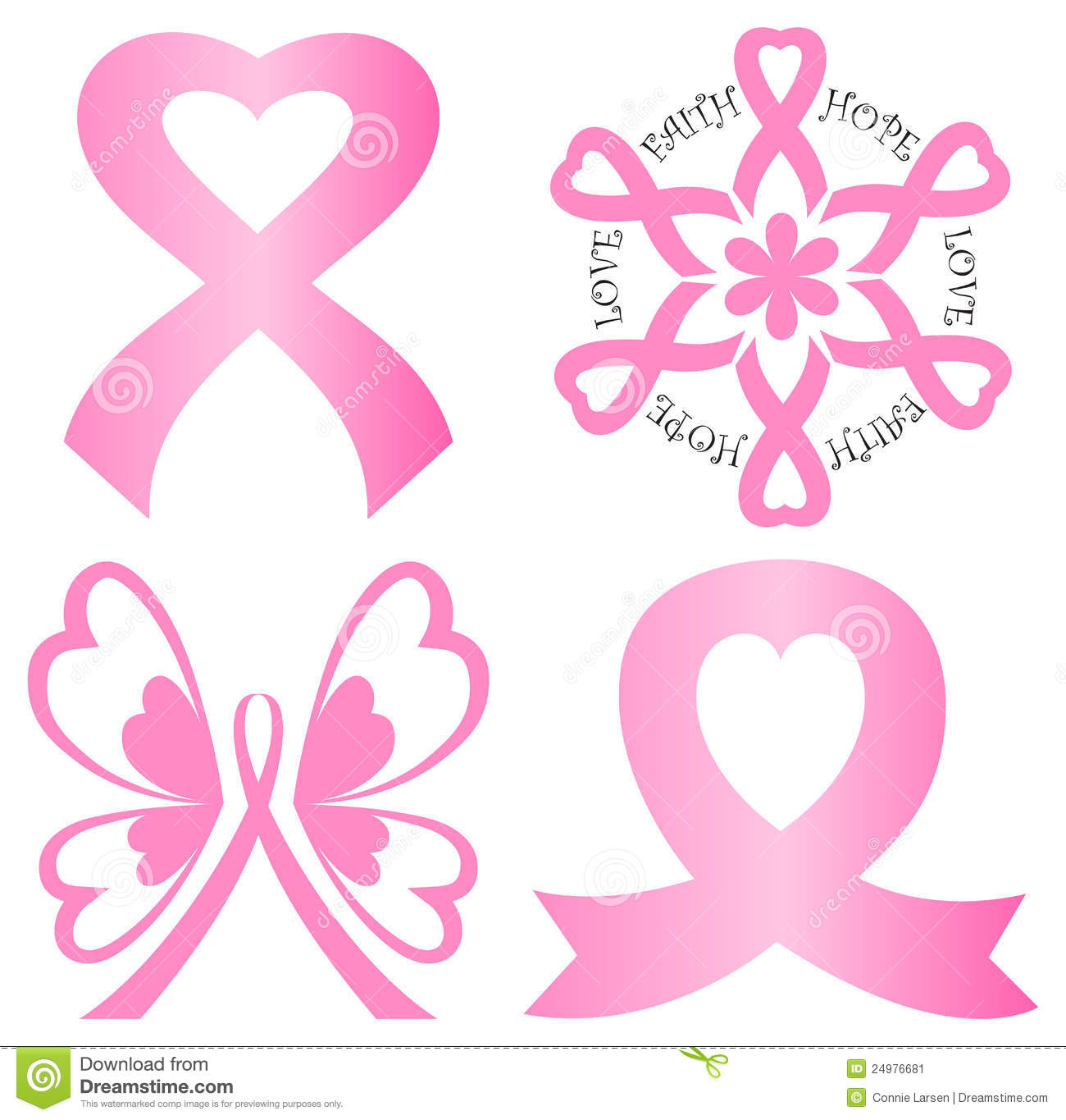 Variety Of Breast Cancer Awareness Pink Ribbon Art Including A