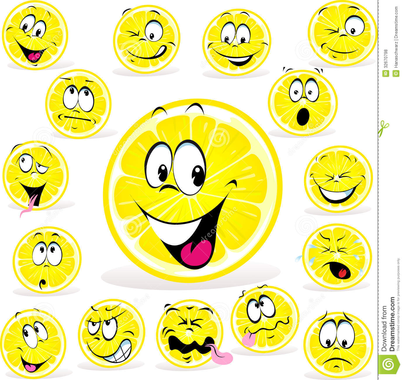 Lemon Cartoon With Many Expressions Royalty Free Stock Photos   Image