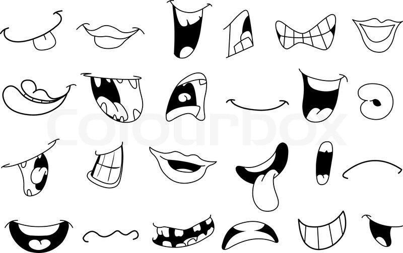Outlined Cartoon Mouth Set   Vector   Colourbox