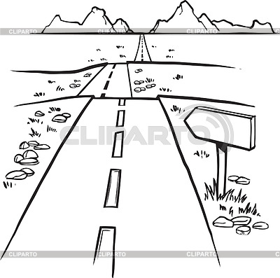Straight Road Clipart Black And White Black And White Hand Drawn