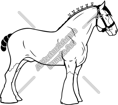 Clydesdale01nc2bw Clipart And Vectorart  Animals   Horses Vectorart