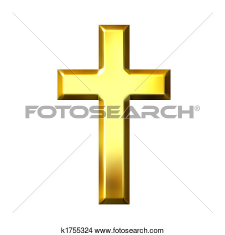 Drawing   3d Golden Cross  Fotosearch   Search Clip Art Illustrations