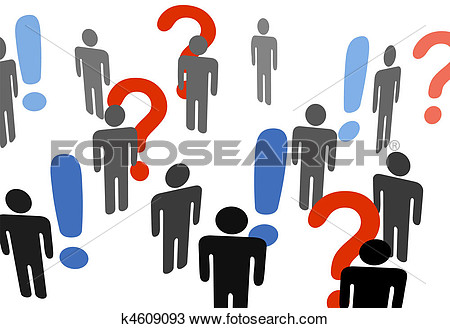 Symbol People Search For Information Among Exclamation Question Marks