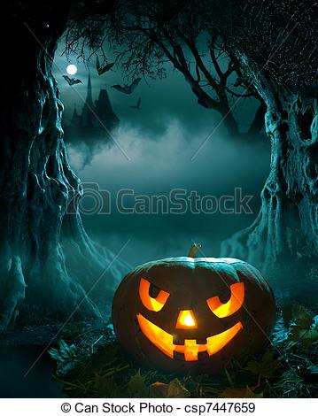 Stock Illustration Of Halloween Design Glowing Pumpkin In A Dark