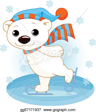 Illustration Of Cute Polar Bear On Ice Skates  Eps Clipart Gg57171937