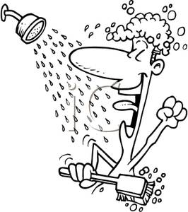 Clipart Image Of Coloring Page Of A Man Singing In The Shower