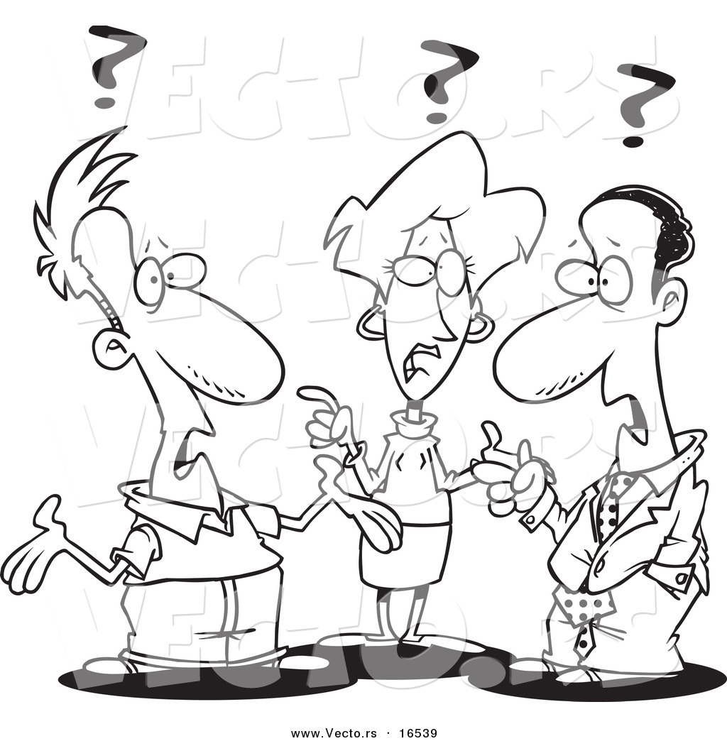Group Of Confused Business People   Outlined Coloring Page Drawing