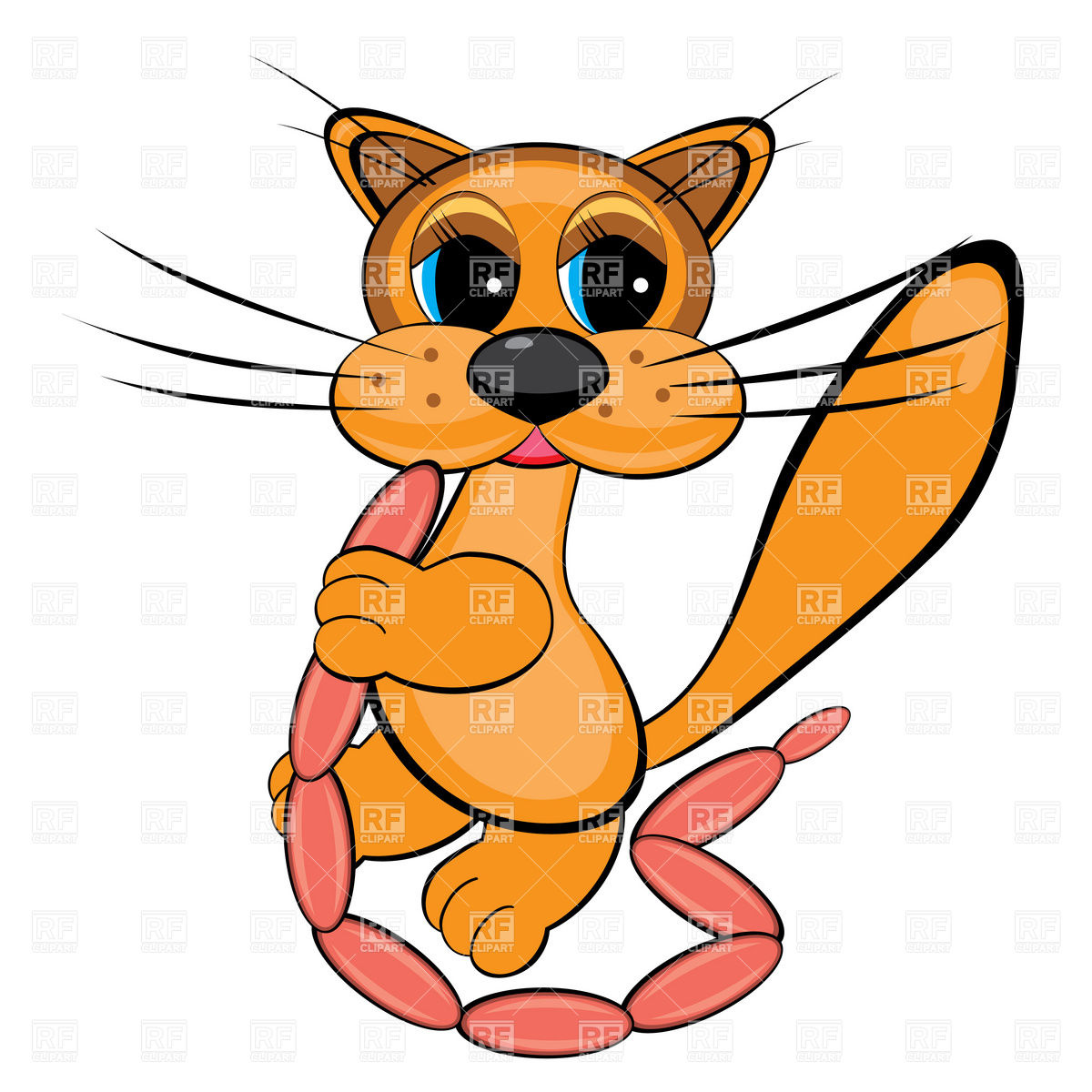 Cartoon Happy Cat With Sausages Download Royalty Free Vector Clipart