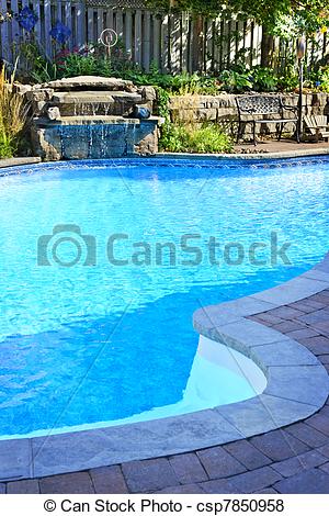 Stock Photo   Swimming Pool With Waterfall   Stock Image Images