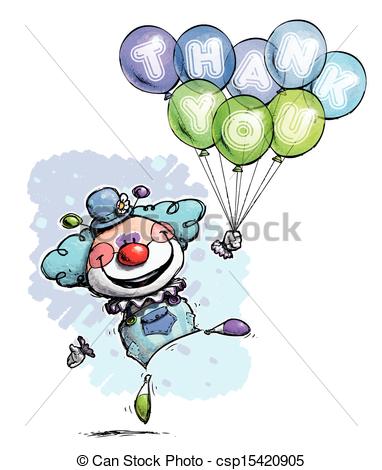Vector Clipart Of Clown With Balloons Saying Thank You   Boy Colors